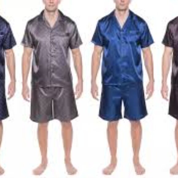 5- NWT NOBLE MOUNT MEN'S PREMIUM SATIN SHORT PAJAMA SET - Picture 2 of 3